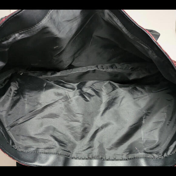 Victoria Secret Tote Bag Plaid Holiday Red Black Logo Everyday Casual Flower Bag - Picture 3 of 4